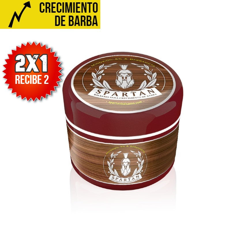 A) COMPRA 1 RECIBE 2 SPARTAN BÁLSAMO - Crecimiento de Barba y Bigote | Minoxidil 5% (Dosis Óptima) + Biotina + Bergamota | ENVÍO GRATIS