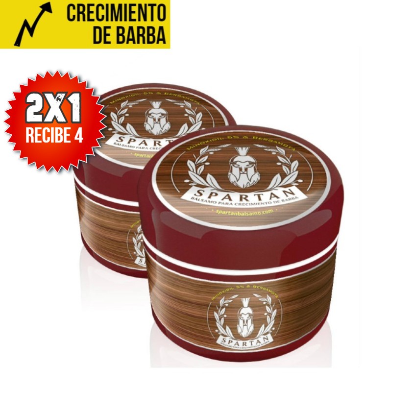 B) COMPRA 2 RECIBE 4 SPARTAN BÁLSAMO - Crecimiento de Barba y Bigote | Minoxidil 5% (Dosis Óptima) + Biotina + Bergamota | ENVÍO GRATIS
