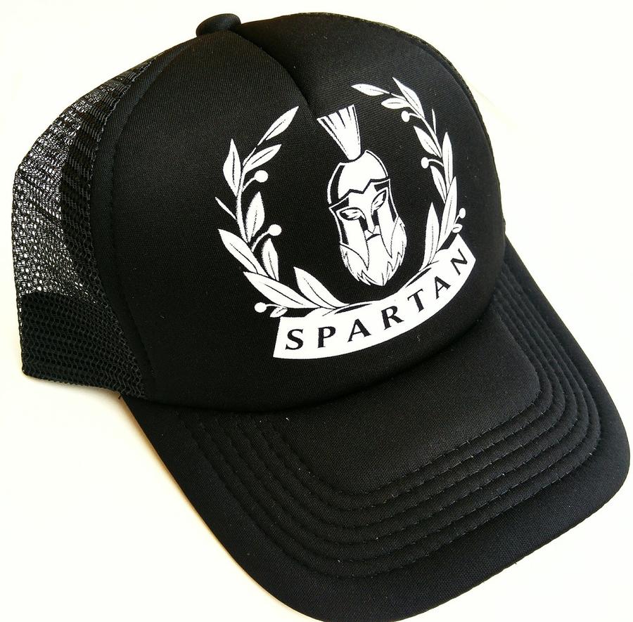 J) Gorra Clásica Spartan, Visera Curva, Negra.